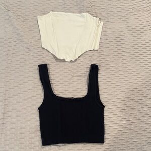 Zara Black and White Ribbed Tank Top Set
